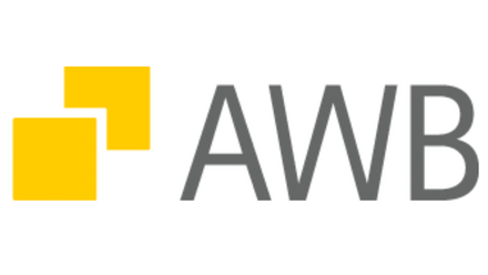 Logo der AWB: gelbes Symbol und Schriftzug AWB-Logo